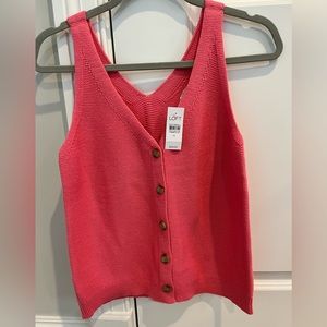 LOFT Button V-Neck Sweater Tank Top, size M
